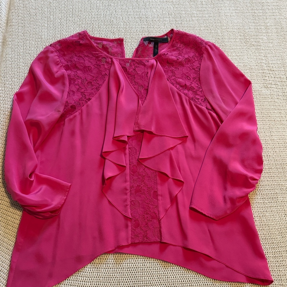 BCBGMaxAzria Fuchsia Lace Blouse